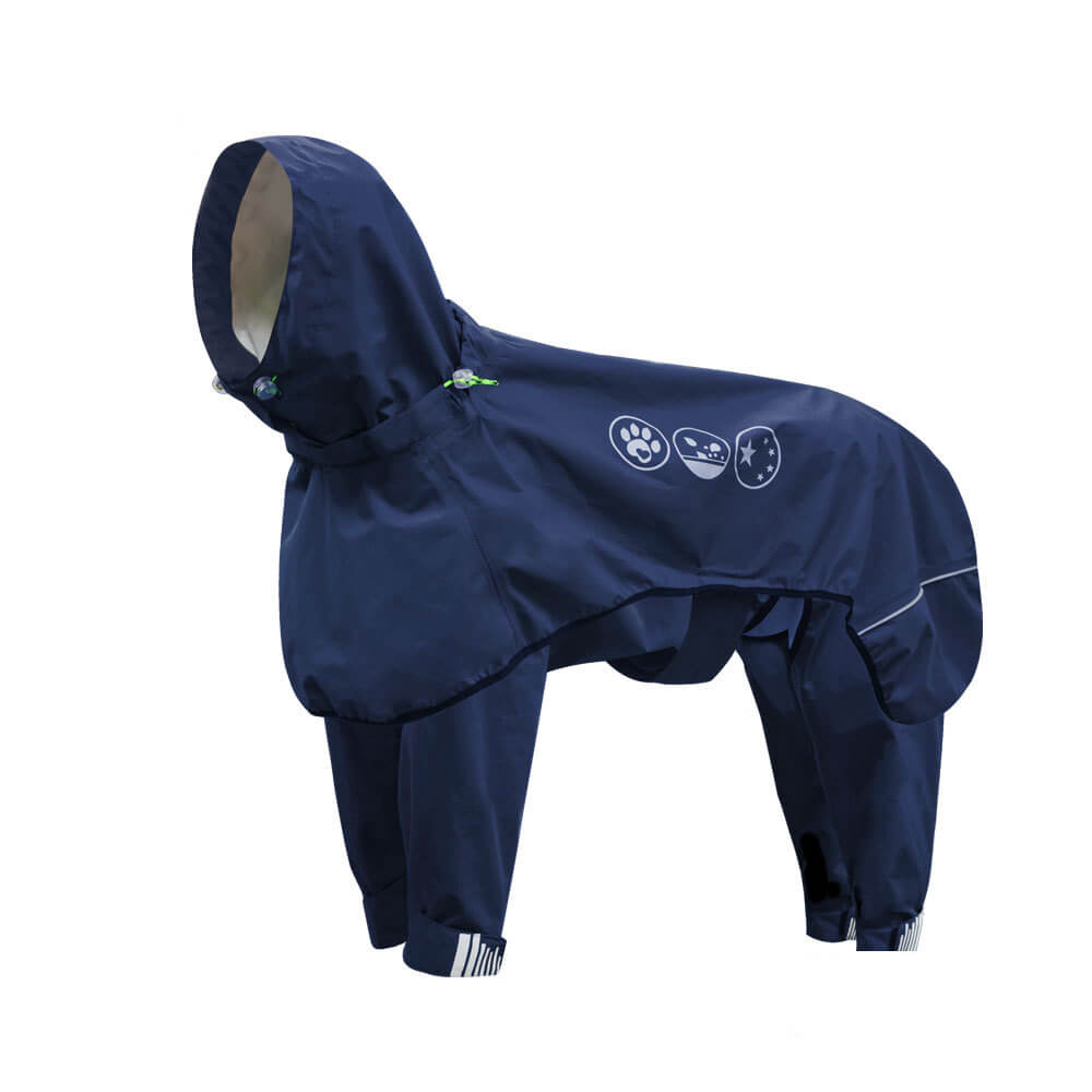 Waterproof Raincoat for Dogs with Four Legs and Reflective Pattern Hood | Ka-mostore