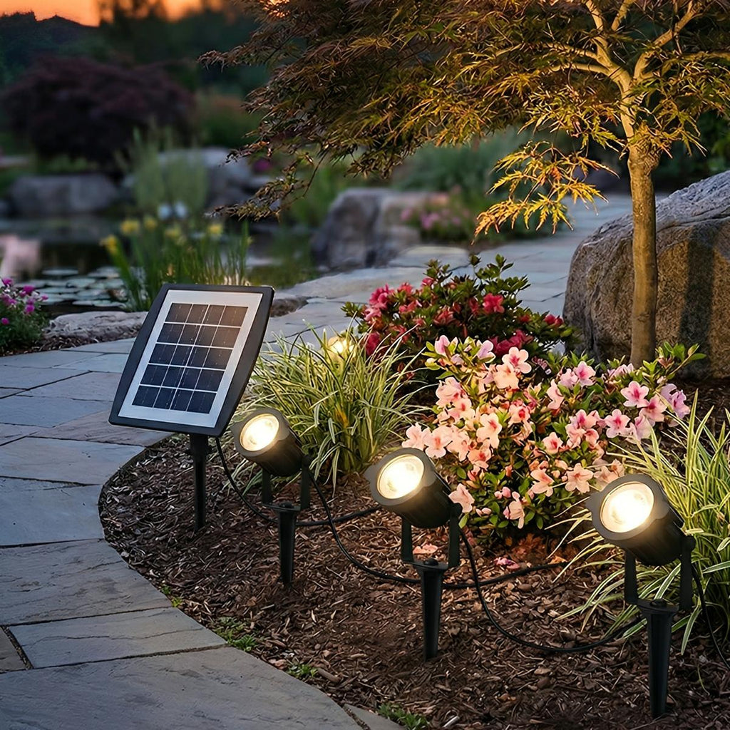 LED Solar Garden Spotlight 3W Black IP65 For Lawn Driveway And Trees