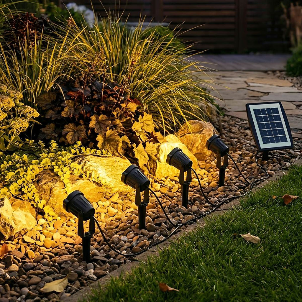 LED Solar Garden Spotlight 3W Black IP65 For Lawn Driveway And Trees