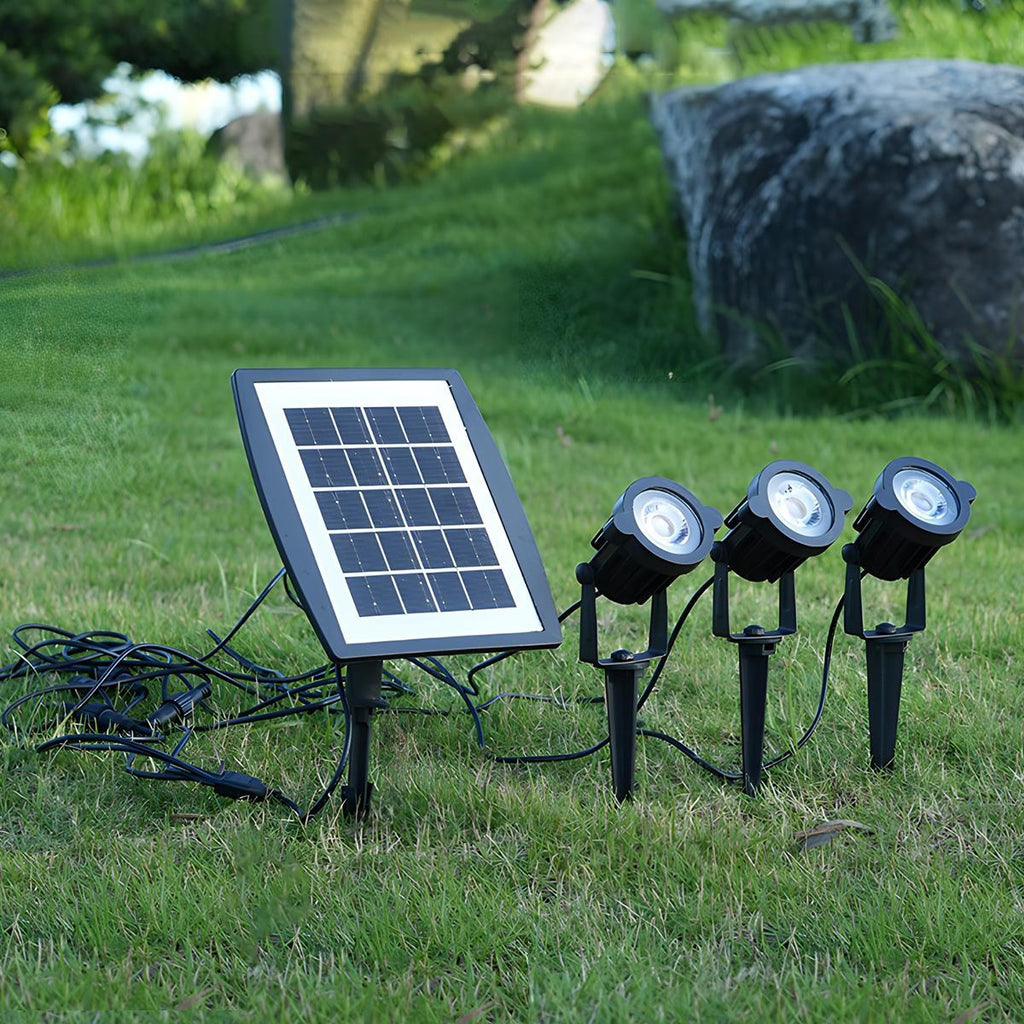 LED Solar Garden Spotlight 3W Black IP65 For Lawn Driveway And Trees