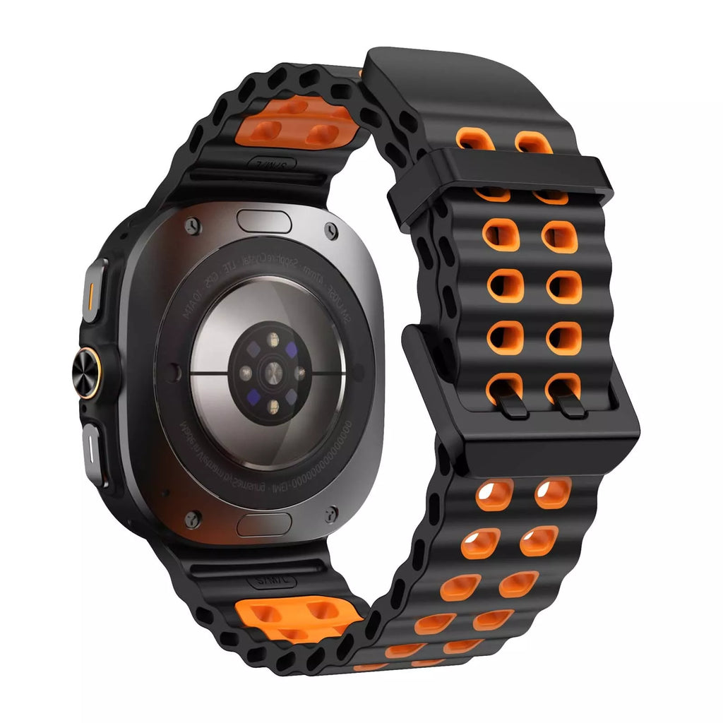 Wave Silicone Strap for Samsung Galaxy Watch Ultra — Black and Orange