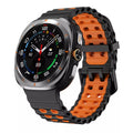 Wave Silicone Strap for Samsung Galaxy Watch Ultra — Black and Orange