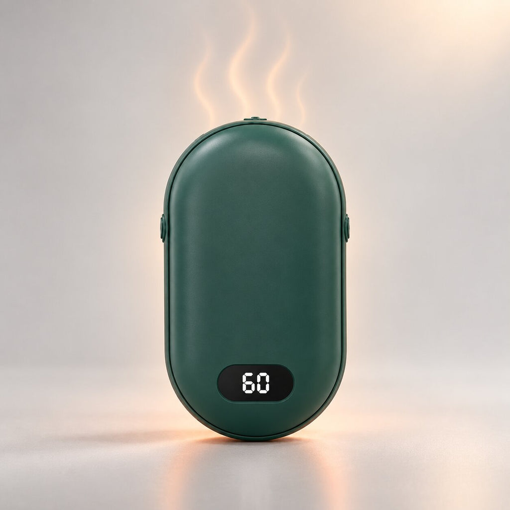 Flauschwärme Rechargeable Hand Warmer — Temperature Display, Compact Pocket Design