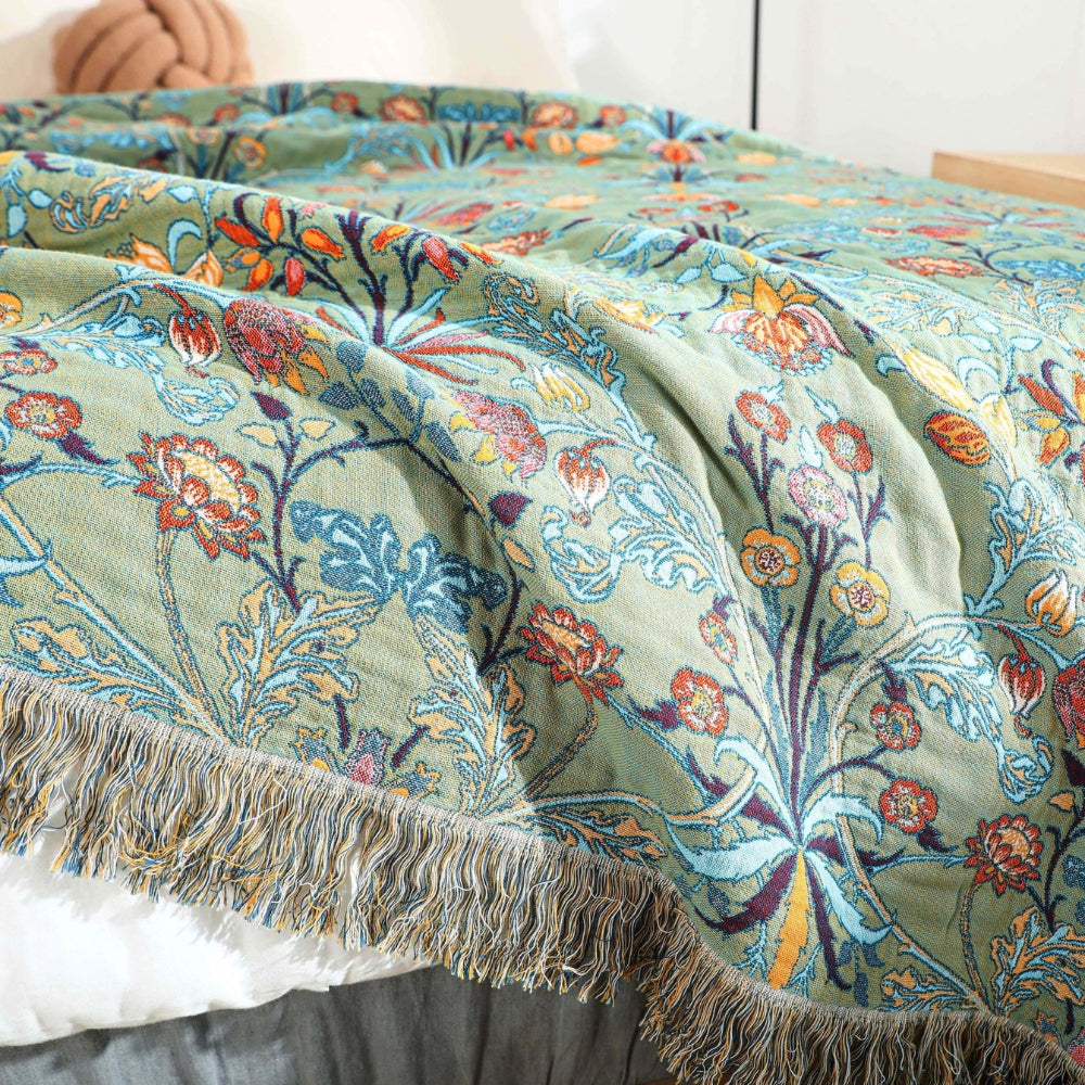 Pure Cotton Floral Reversible Throw Blanket | Ka-mostore