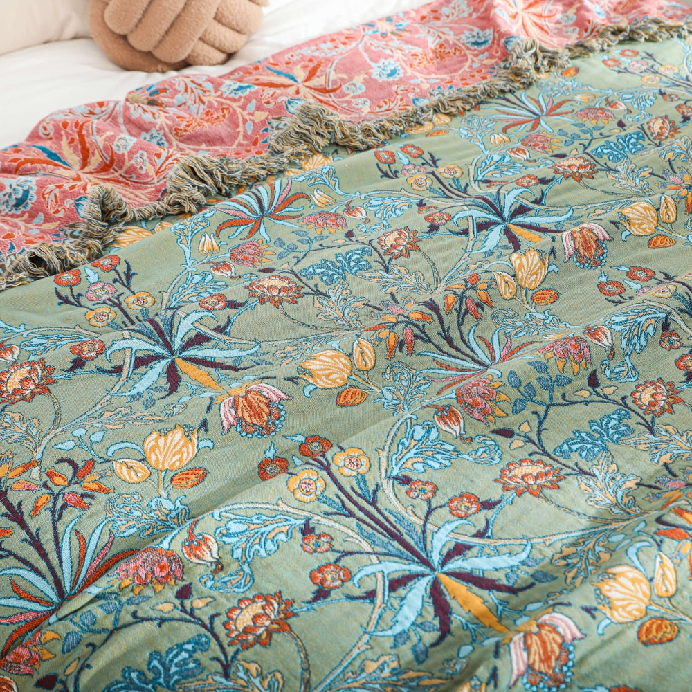 Pure Cotton Floral Reversible Throw Blanket | Ka-mostore