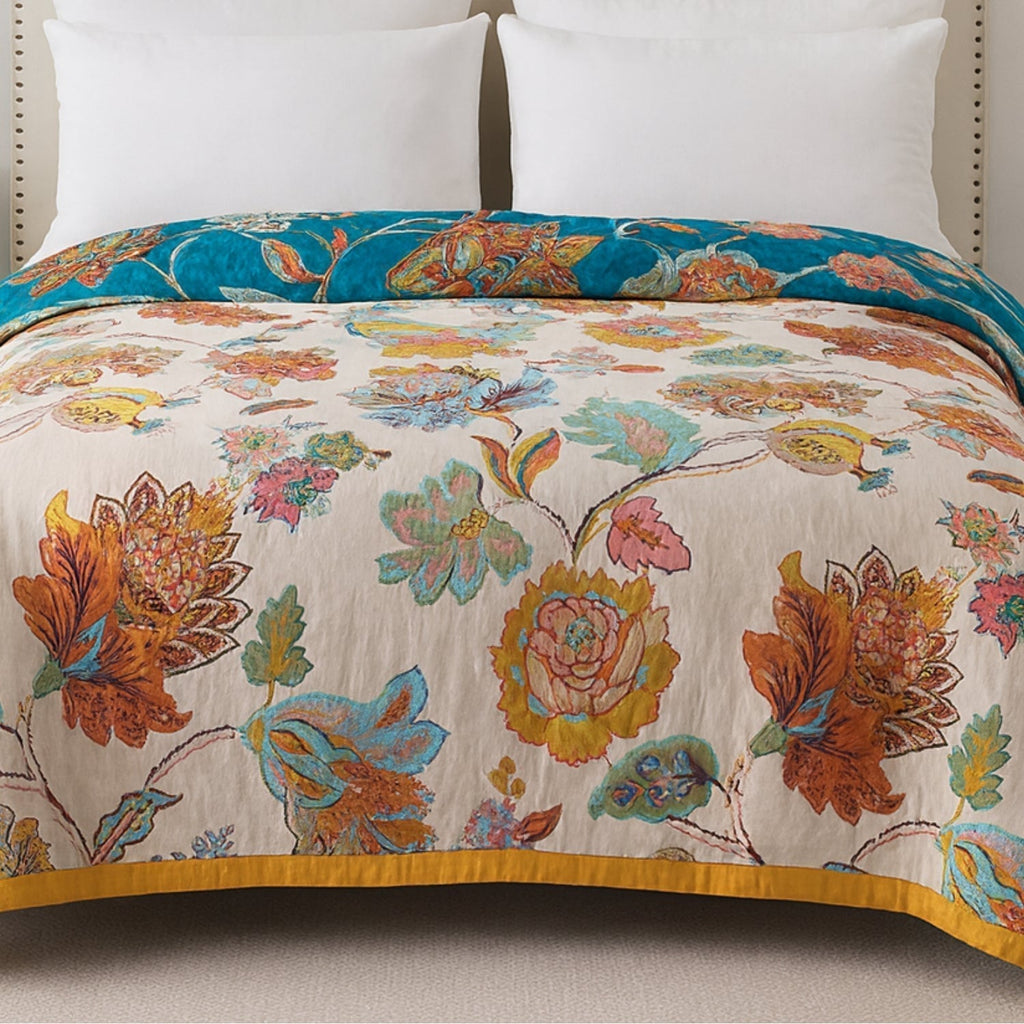 Wildbloom Reversible Flora Cotton Blanket | Ka-mostore
