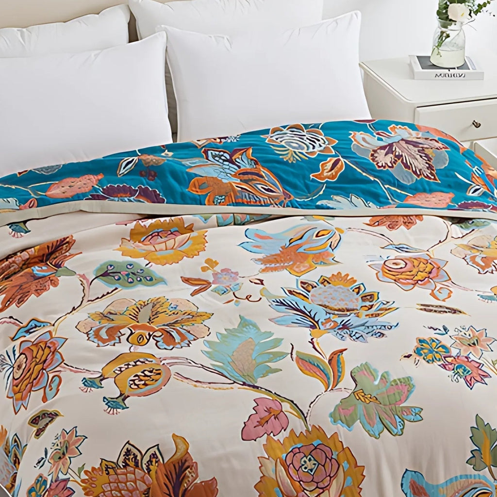 Wildbloom Reversible Flora Cotton Blanket | Ka-mostore