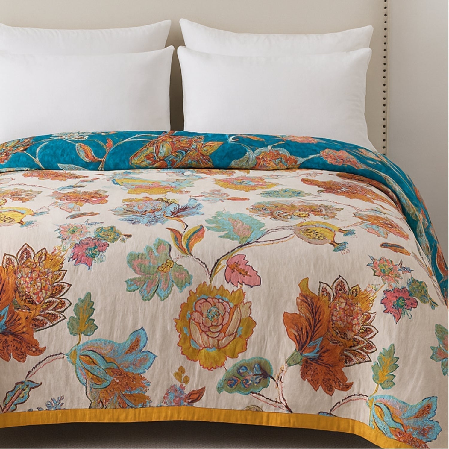 Wildbloom Reversible Flora Cotton Blanket | Ka-mostore