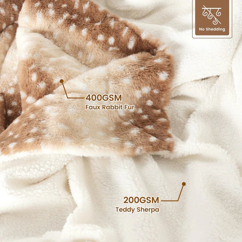 WILDCOZY – Cozy Wild Fur Blanket with Deer Motif – Reversible Plush Comfort | Ka-mostore