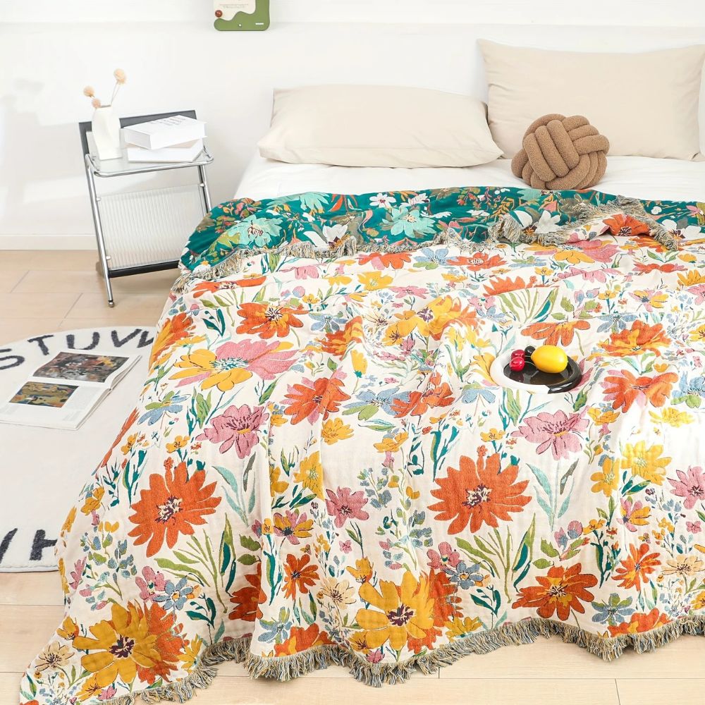 Wildflower Garden Cotton Blanket | Ka-mostore