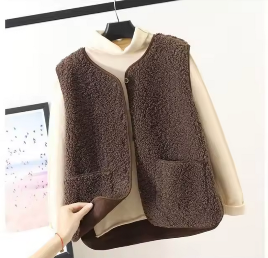 Women's Cozy Lambswool Fleece Vest | Ka-mostore