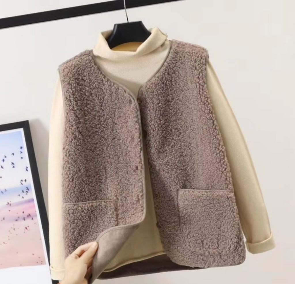 Women's Cozy Lambswool Fleece Vest | Ka-mostore