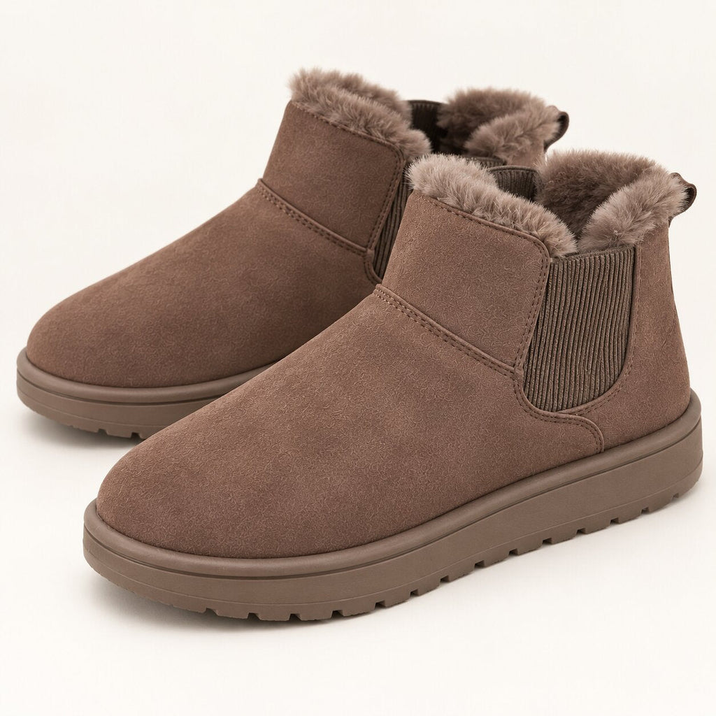 KuschelTritt Damen-Winterstiefel — Warmes Kunstfellfutter, vegane Wildlederoptik