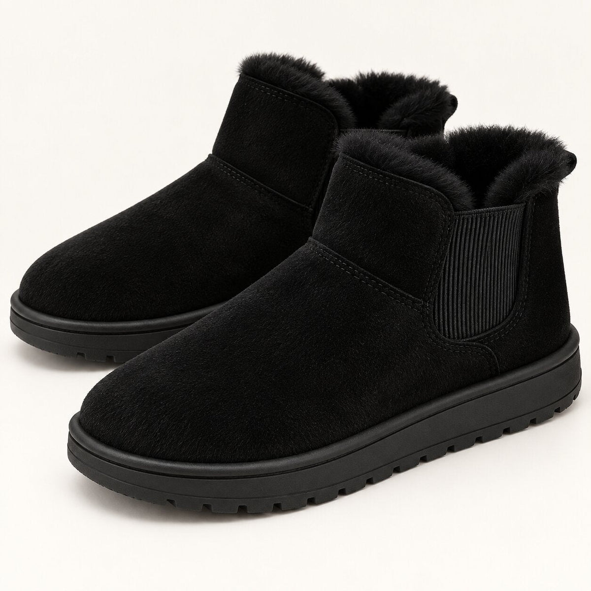 KuschelTritt Damen-Winterstiefel — Warmes Kunstfellfutter, vegane Wildlederoptik