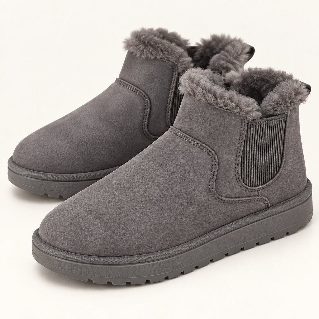 KuschelTritt Damen-Winterstiefel — Warmes Kunstfellfutter, vegane Wildlederoptik