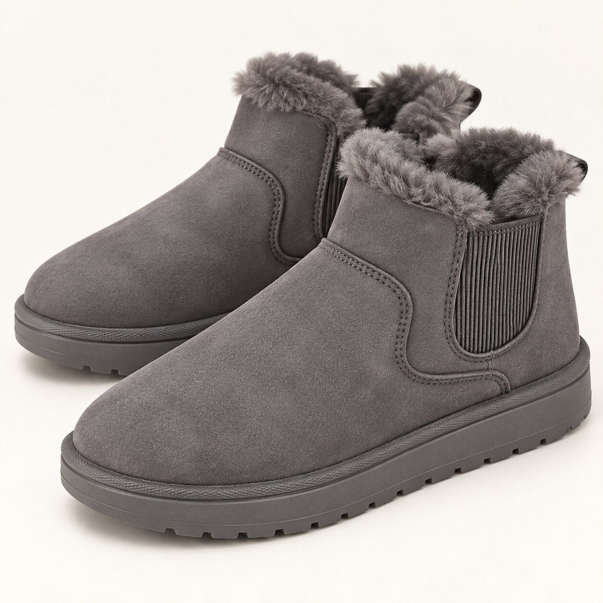 KuschelTritt Damen-Winterstiefel — Warmes Kunstfellfutter, vegane Wildlederoptik