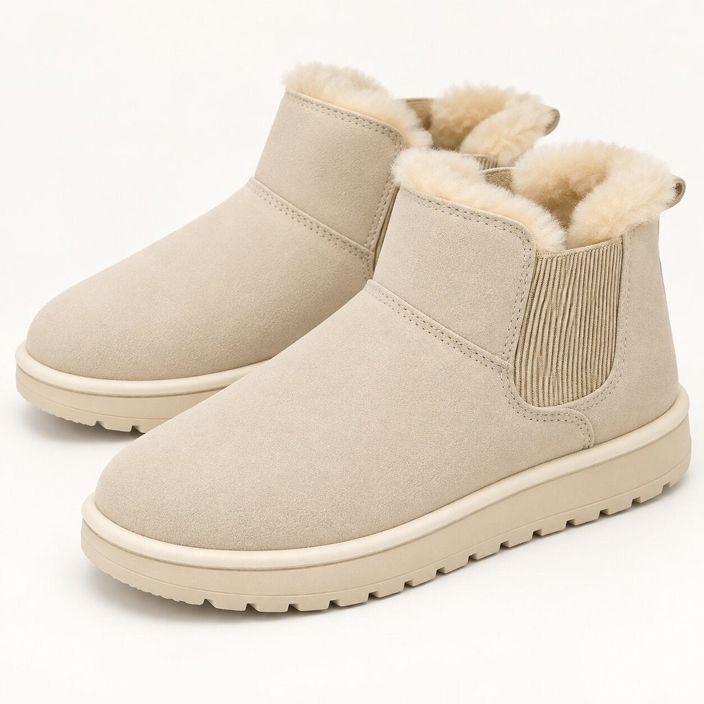 KuschelTritt Damen-Winterstiefel — Warmes Kunstfellfutter, vegane Wildlederoptik