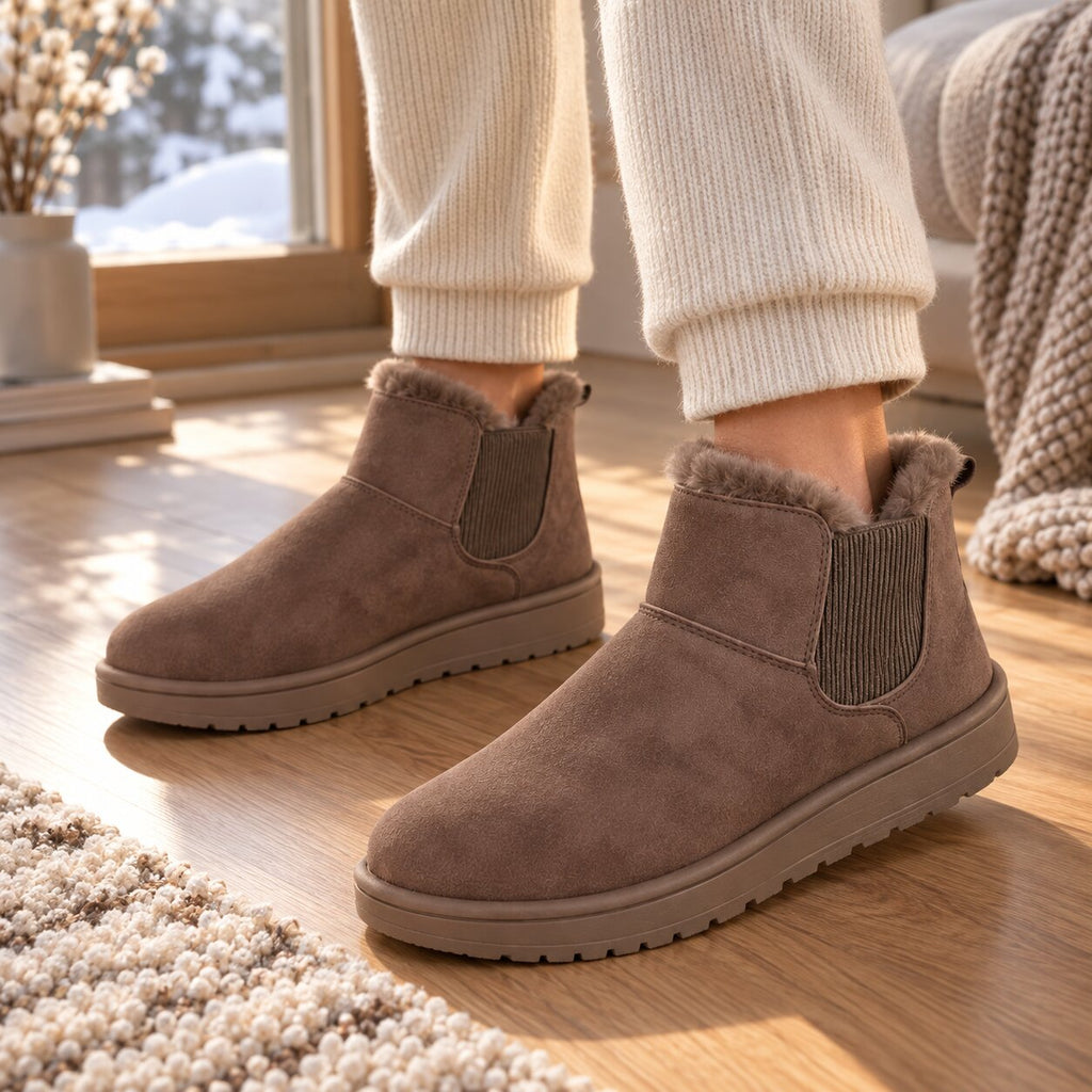KuschelTritt Damen-Winterstiefel — Warmes Kunstfellfutter, vegane Wildlederoptik