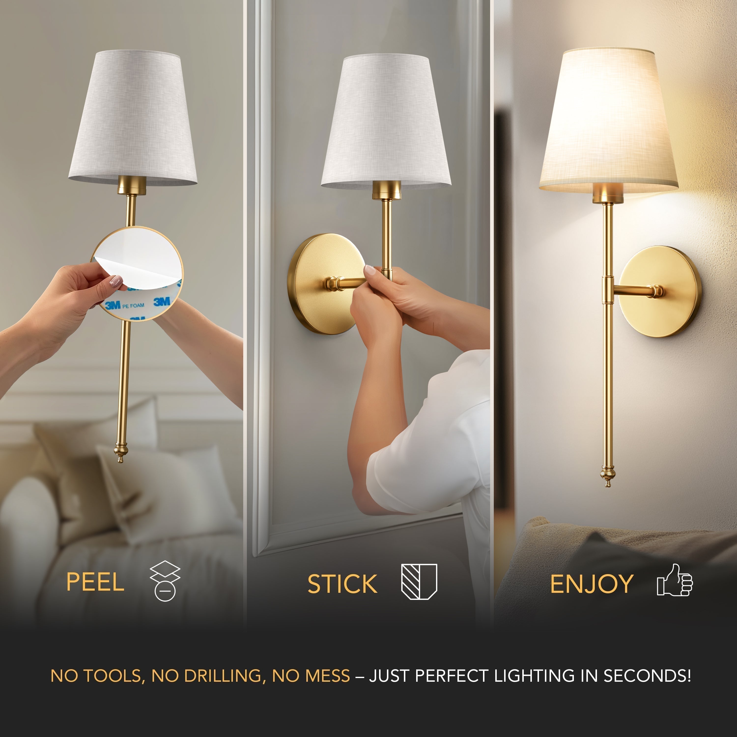 Wireless Wall Lights (Set of 2) | Ka-mostore