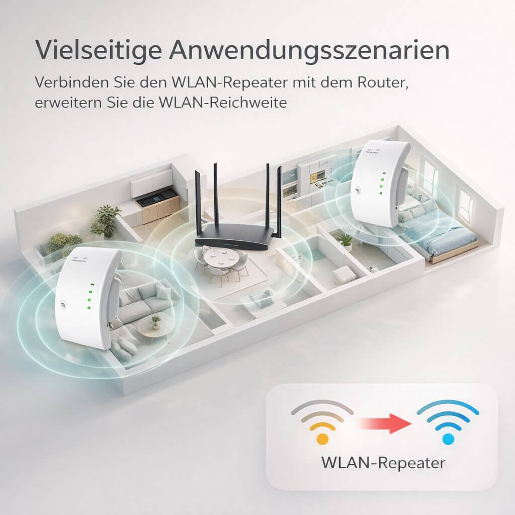 Netviora Wi-Fi-jelerősítő és -ismétlő — nagyobb hatótávolság, stabil kapcsolat
