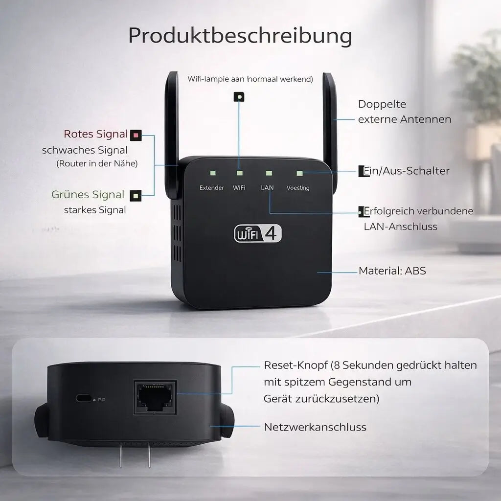 Netzklar Amplificatore e ripetitore Wi-Fi — Copertura di rete estesa e stabile