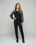Elegantní top s rukávy ze síťoviny zdobené flitry | Ka-mostore