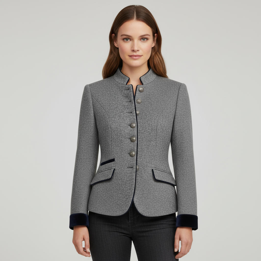 Women's Tailored Stand-Up Collar Jacket | Ka-mostore