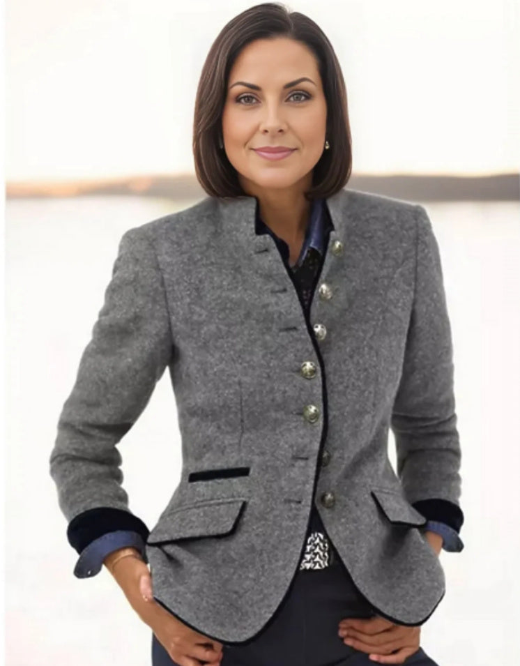 Women's Tailored Stand-Up Collar Jacket | Ka-mostore