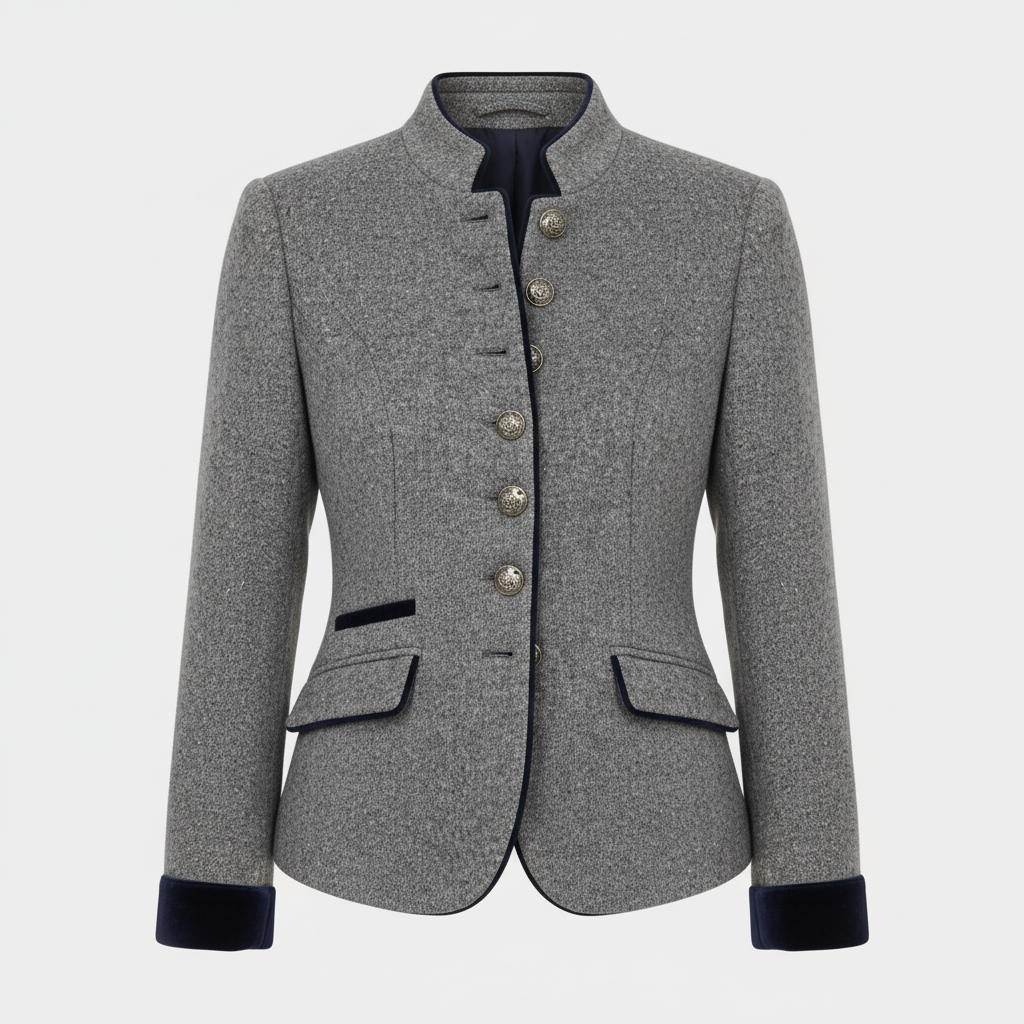 Women's Tailored Stand-Up Collar Jacket | Ka-mostore