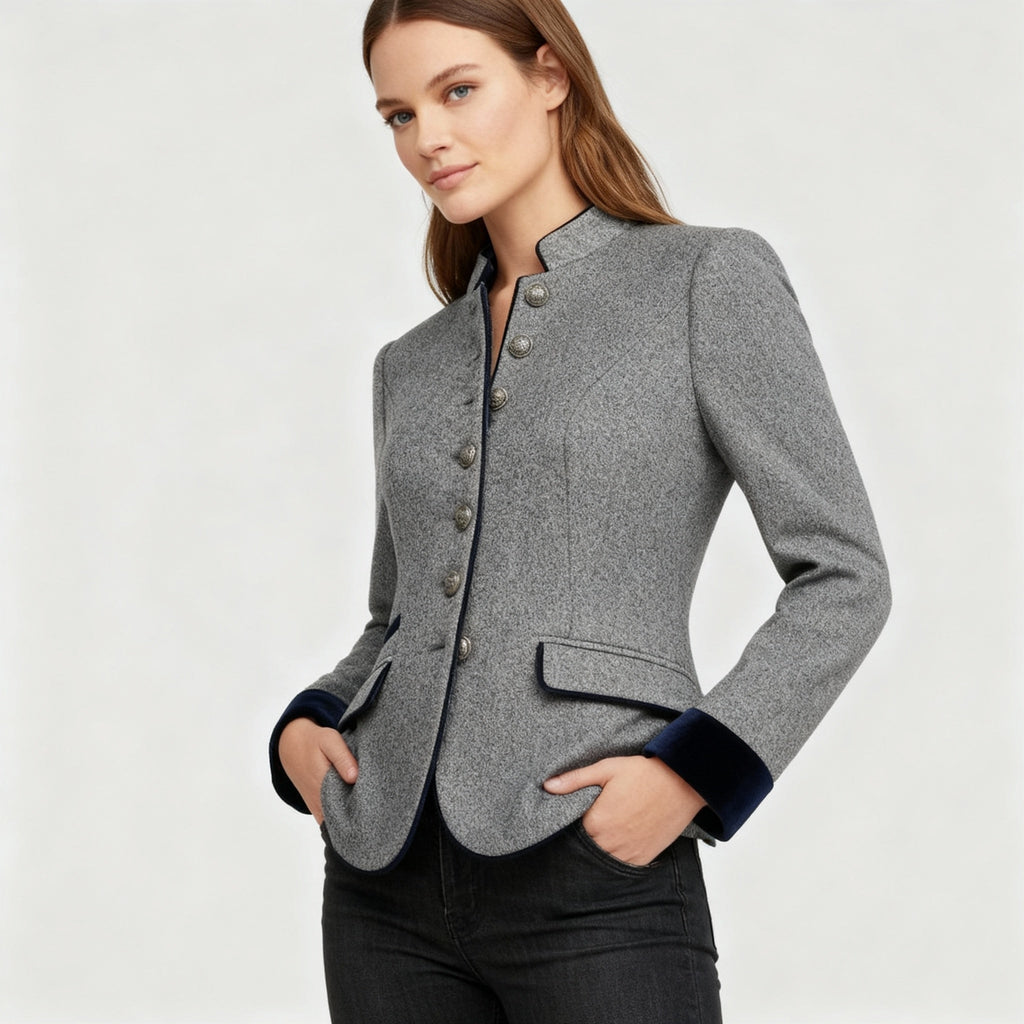 Women's Tailored Stand-Up Collar Jacket | Ka-mostore