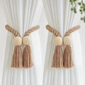 Wood Bead Tassel Curtain Holders | 2 Pc Set | Ka-mostore
