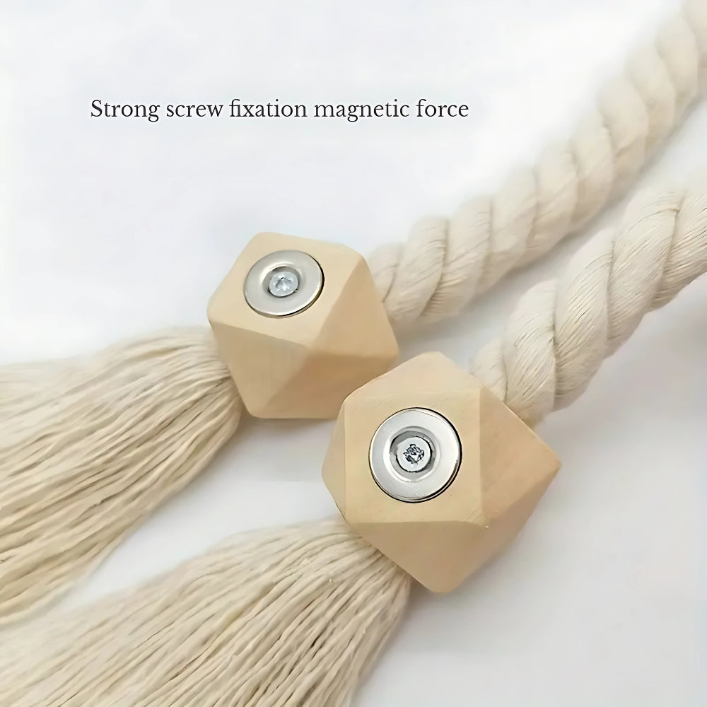 Wood Bead Tassel Curtain Holders | 2 Pc Set | Ka-mostore