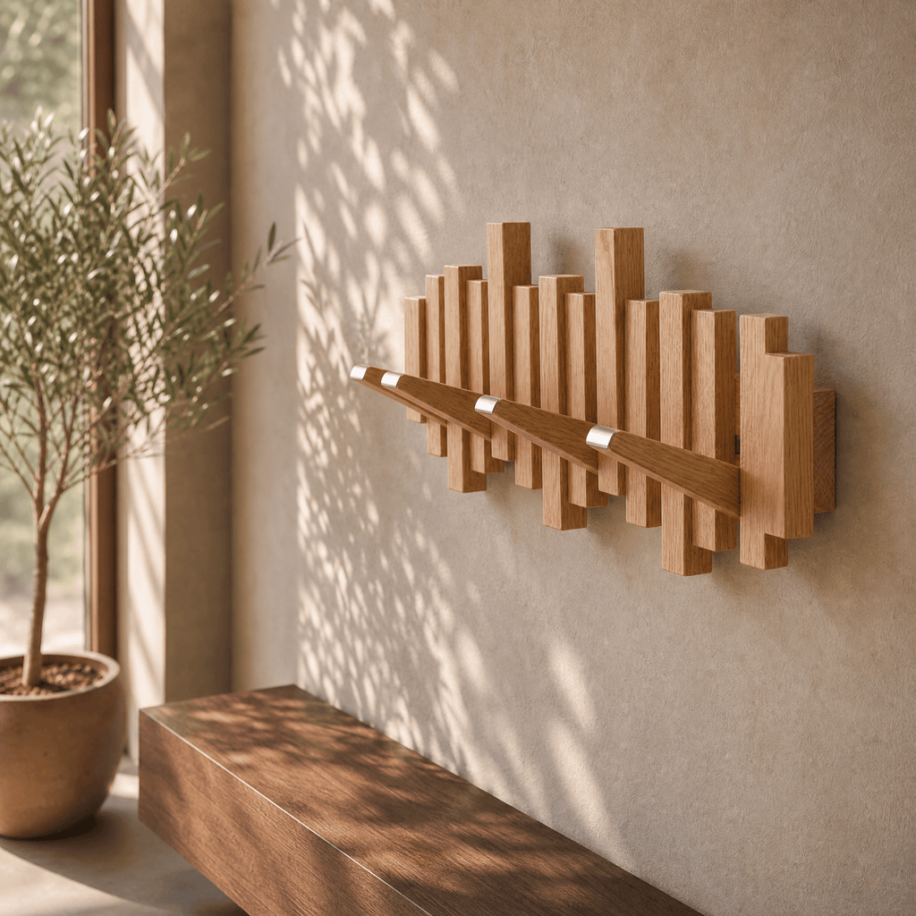 BRANCHORA Sculpturale houten wandkapstok — Sierlijke opbergruimte voor elke dag