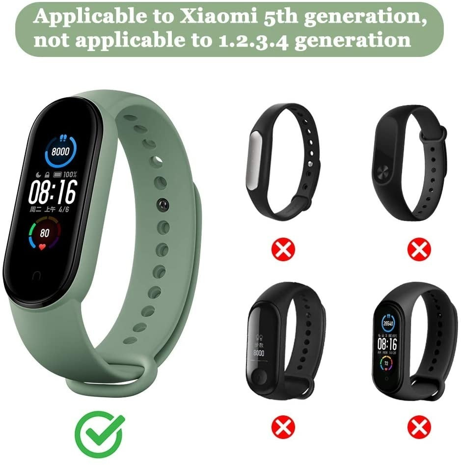 Kompatybilny czarny silikonowy pasek zamienny do Xiaomi Mi Band 5