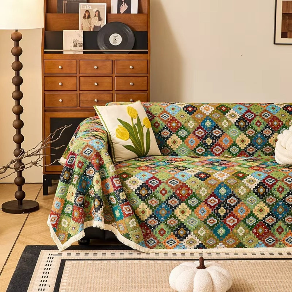 Zahara Geometric Tribal Kilim Sofa Cover | Ka-mostore