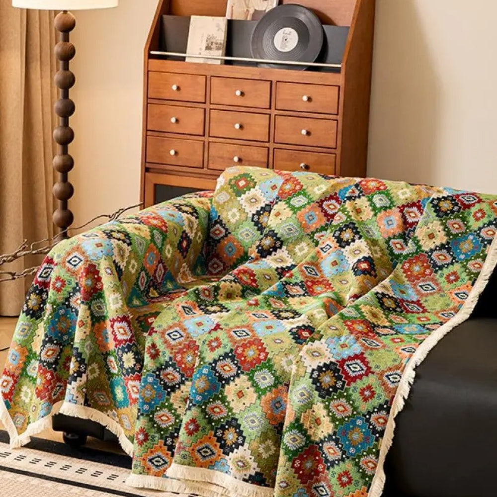 Zahara Geometric Tribal Kilim Sofa Cover | Ka-mostore