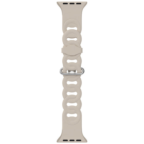 兼容 Apple Watch 的米色硅胶链式表带