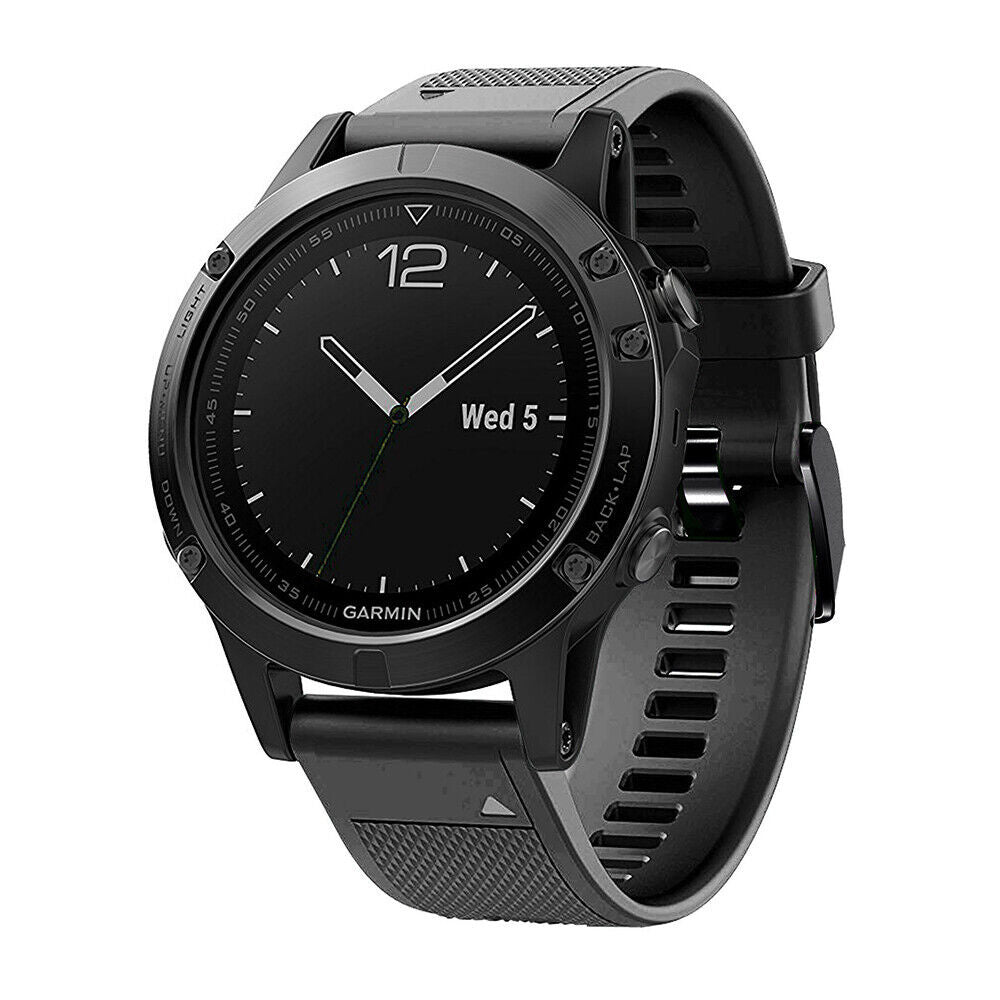 Black Silicone Replacement Strap — Garmin Fenix 5 (Plus) / 6 (Pro)