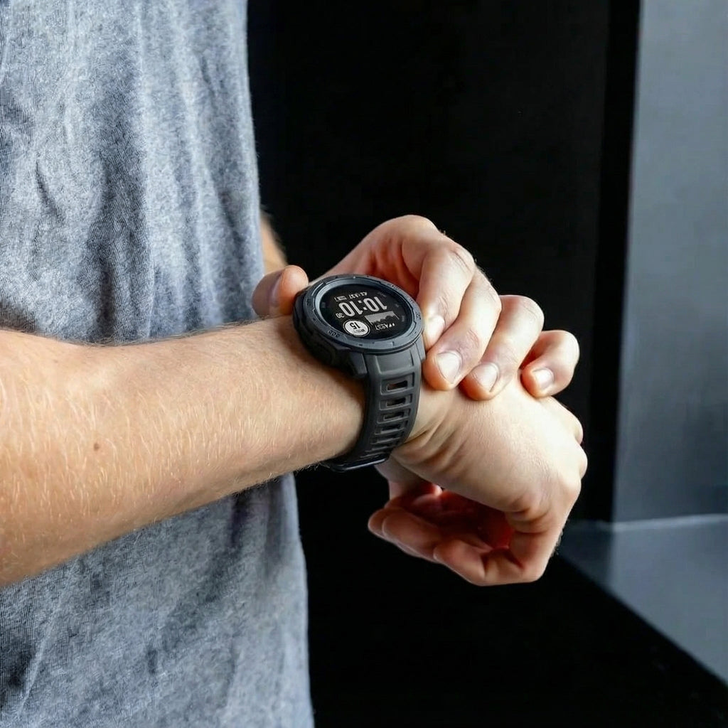 Silikonový řemínek pro hodinky kompatibilní s Garmin Instinct 1/2, pružný černý řemínek
