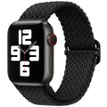 سوار نايلون أسود مضفّر لساعة Apple Watch — إغلاق بمشبك