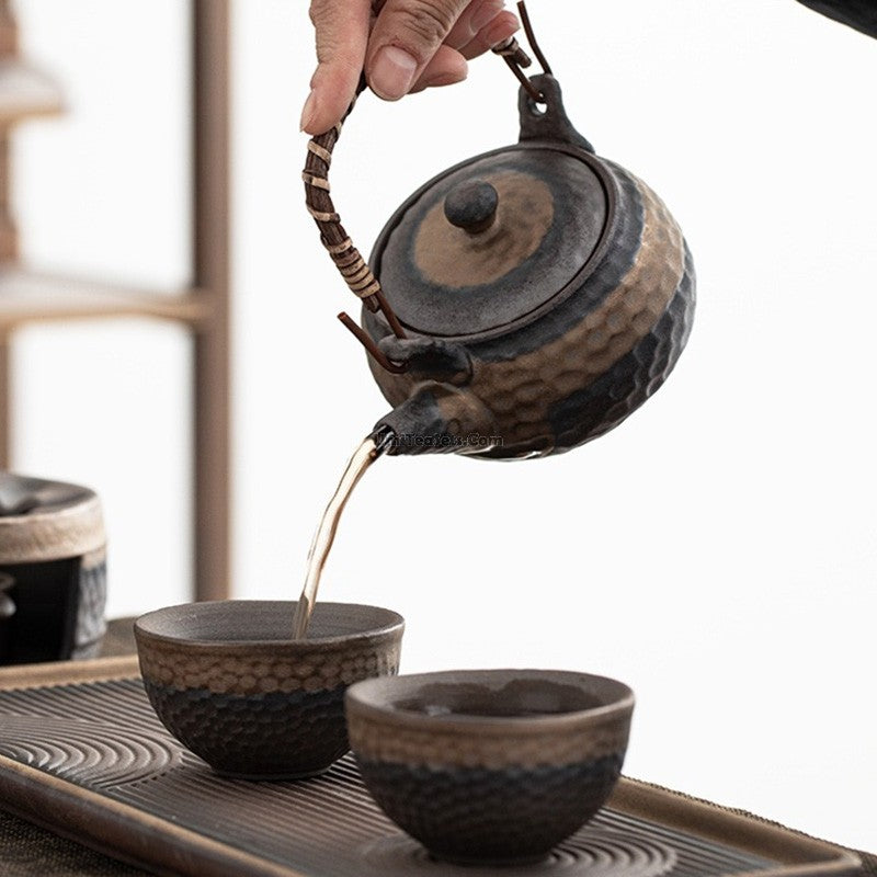 Wabi Sabi Ceramic Tea Set With Serving Tray And Tea Warmer